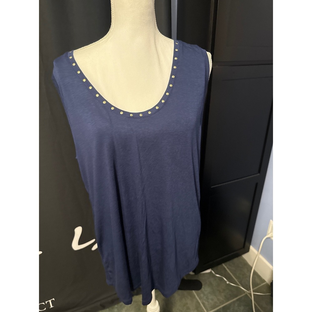 International Concepts Navy Blue Studded Tank Top XXL - Picture 1 of 5